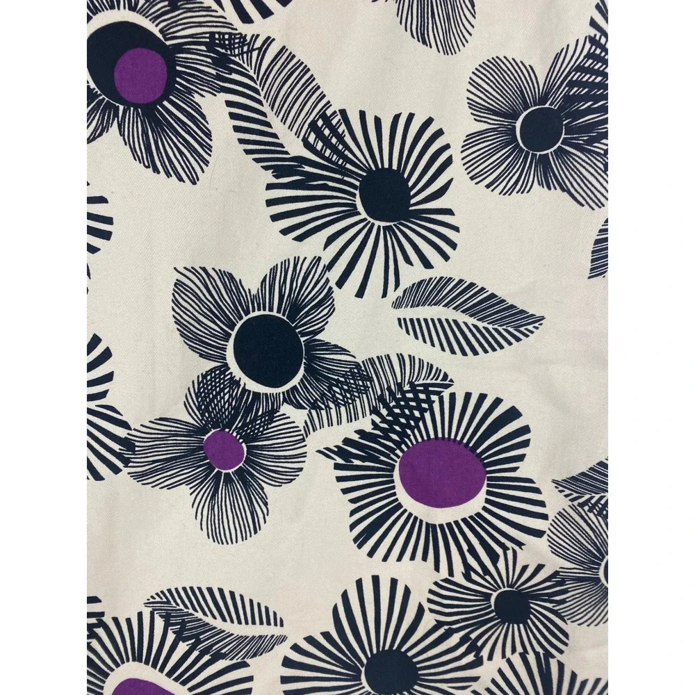 Geoffrey Beene‎ Sport Floral Skirt Size 6 Cream Black Purple Cotton Stretch Mini